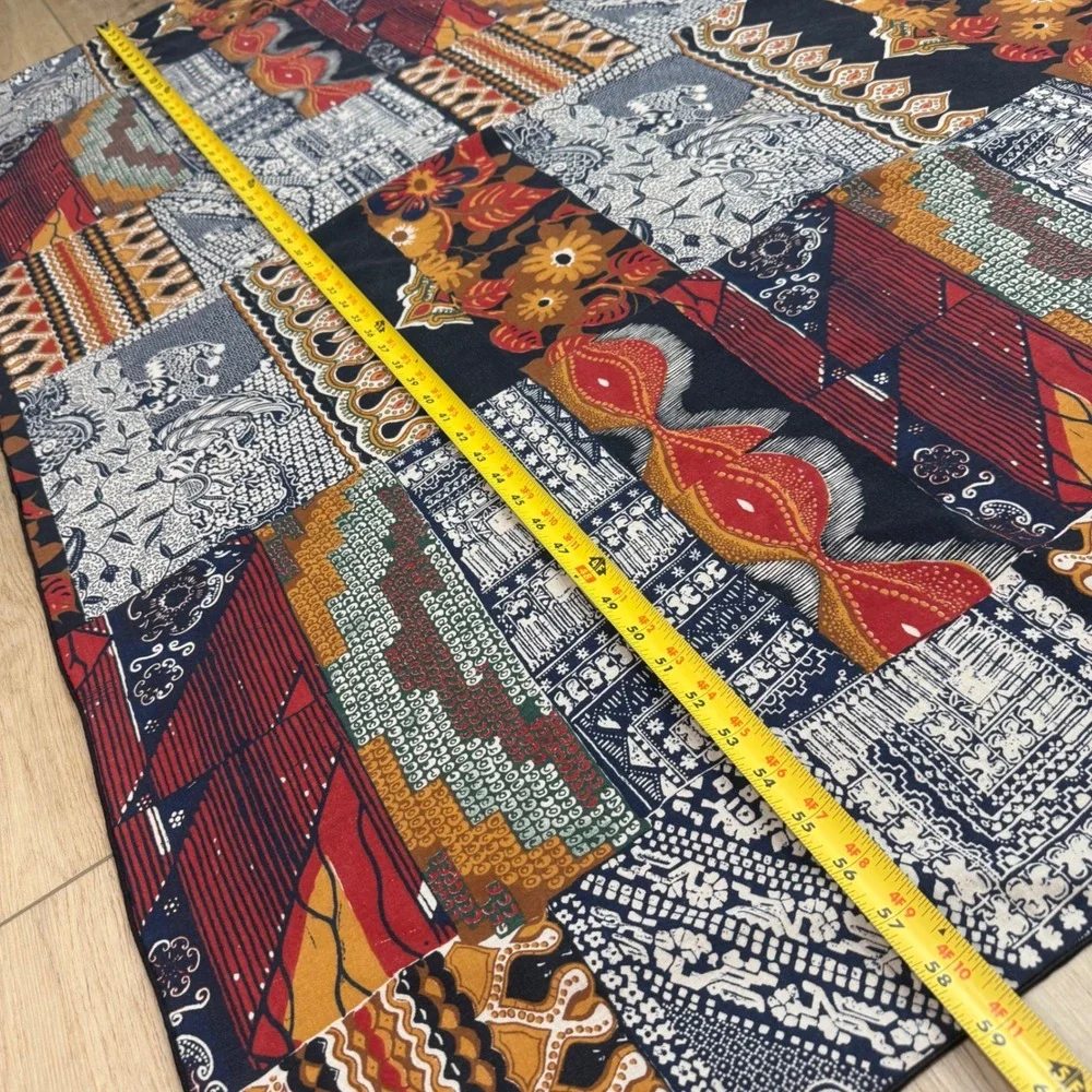 Vintage Patchwork Moody Batik Tablecloth Rectangle Global Eclectic 84x58 Fabric